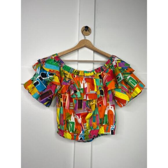 NEW Alden Adair Off The Shoulder Sarah Top Casablanca Multicolor Size: Medium - Picture 6 of 7